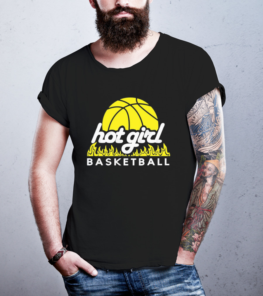Hot Girl Basketball Fiery Yellow Basketball Flame T-Shirt