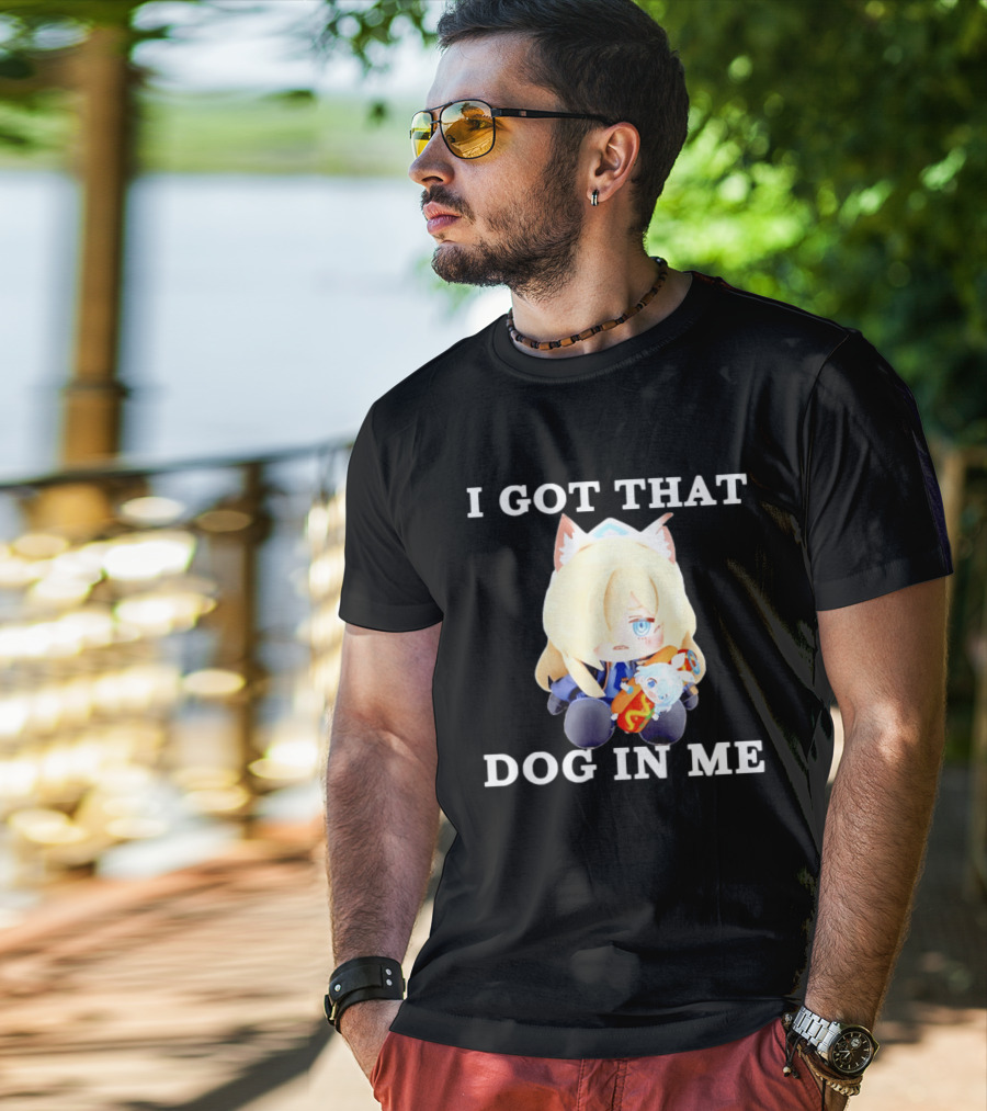 Chocopuni Plushie Kanna Ogata Holding Hot Dog I Got That Dog In Me T-Shirt