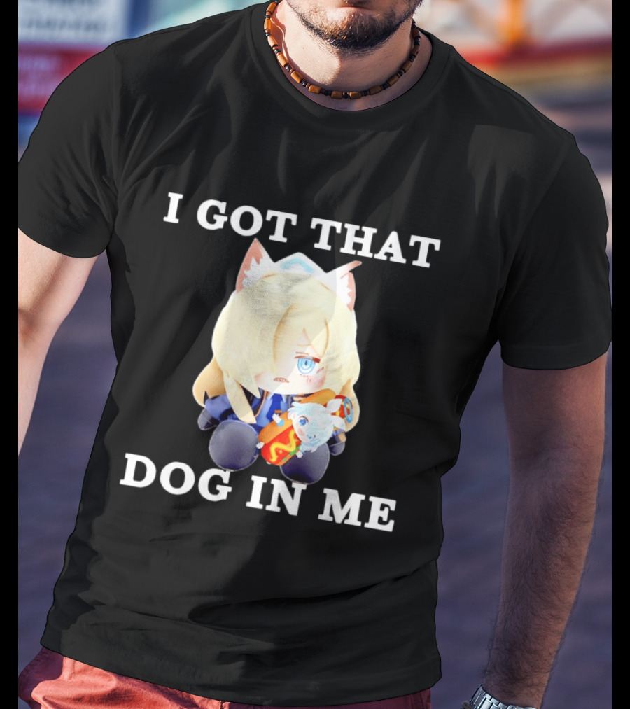 Chocopuni Plushie Kanna Ogata Holding Hot Dog I Got That Dog In Me T-Shirt