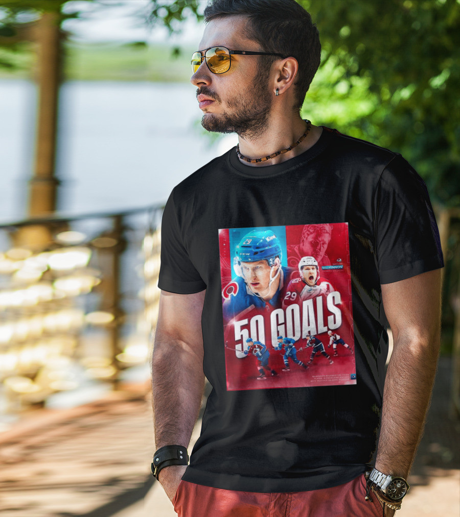 Colorado Avalanche Nathan MacKinnon 50 Goals Achievement NHL Career Milestone T-Shirt