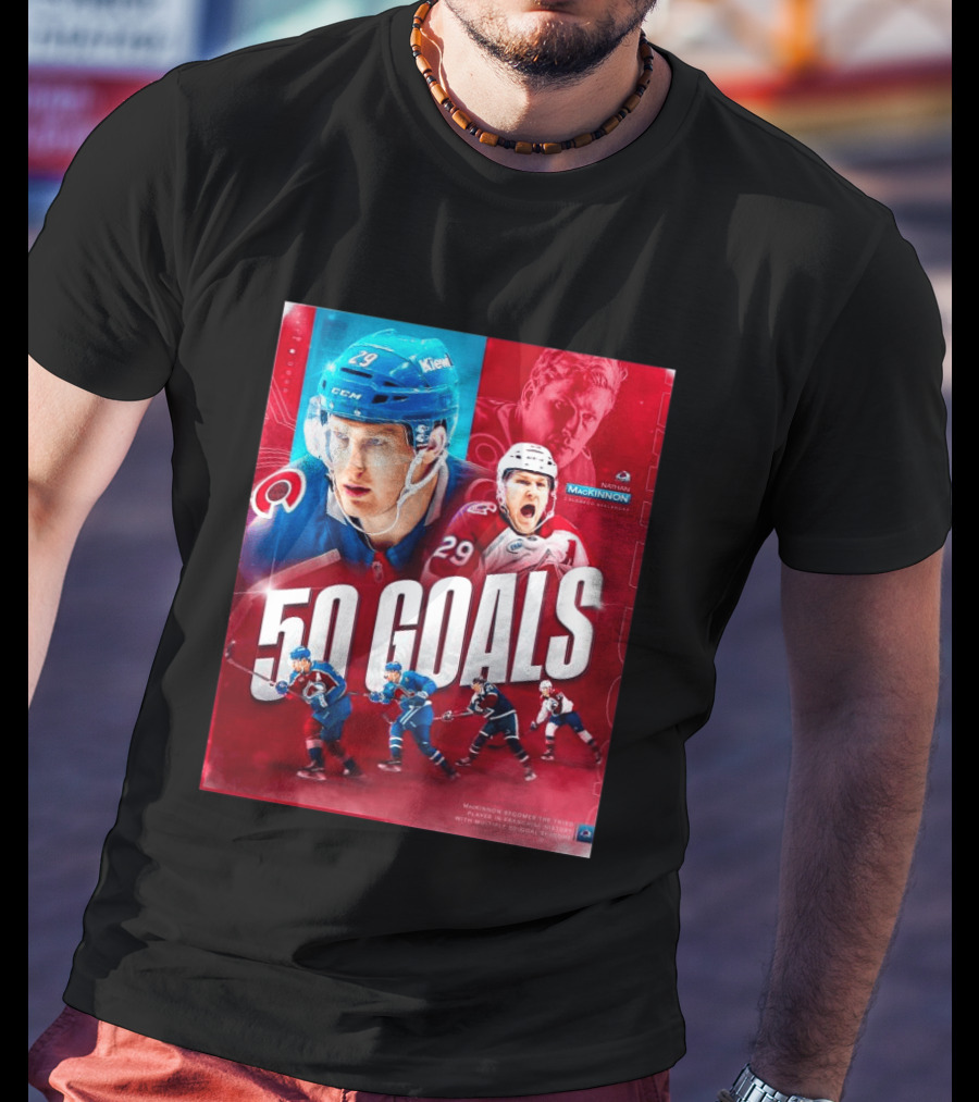 Colorado Avalanche Nathan MacKinnon 50 Goals Achievement NHL Career Milestone T-Shirt