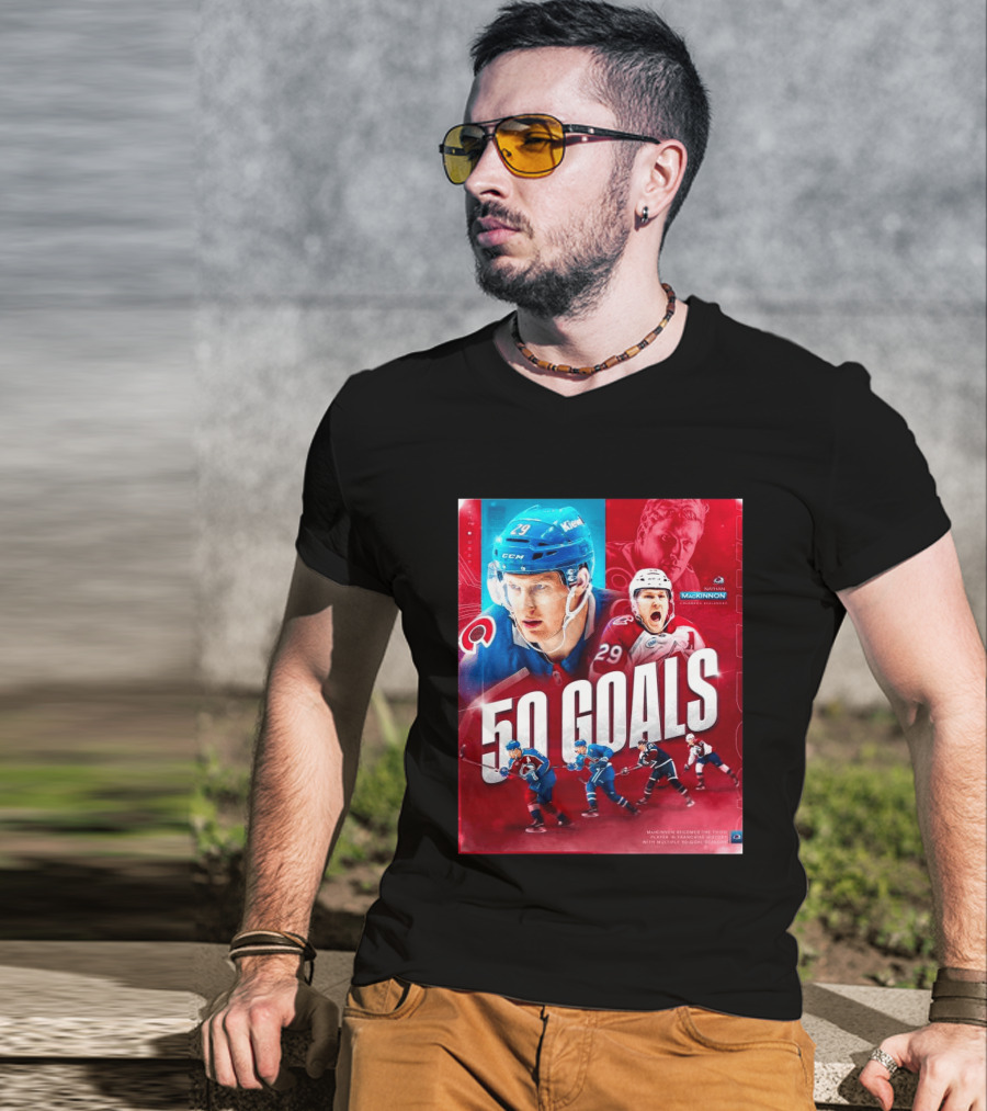 Colorado Avalanche Nathan MacKinnon 50 Goals Achievement NHL Career Milestone T-Shirt