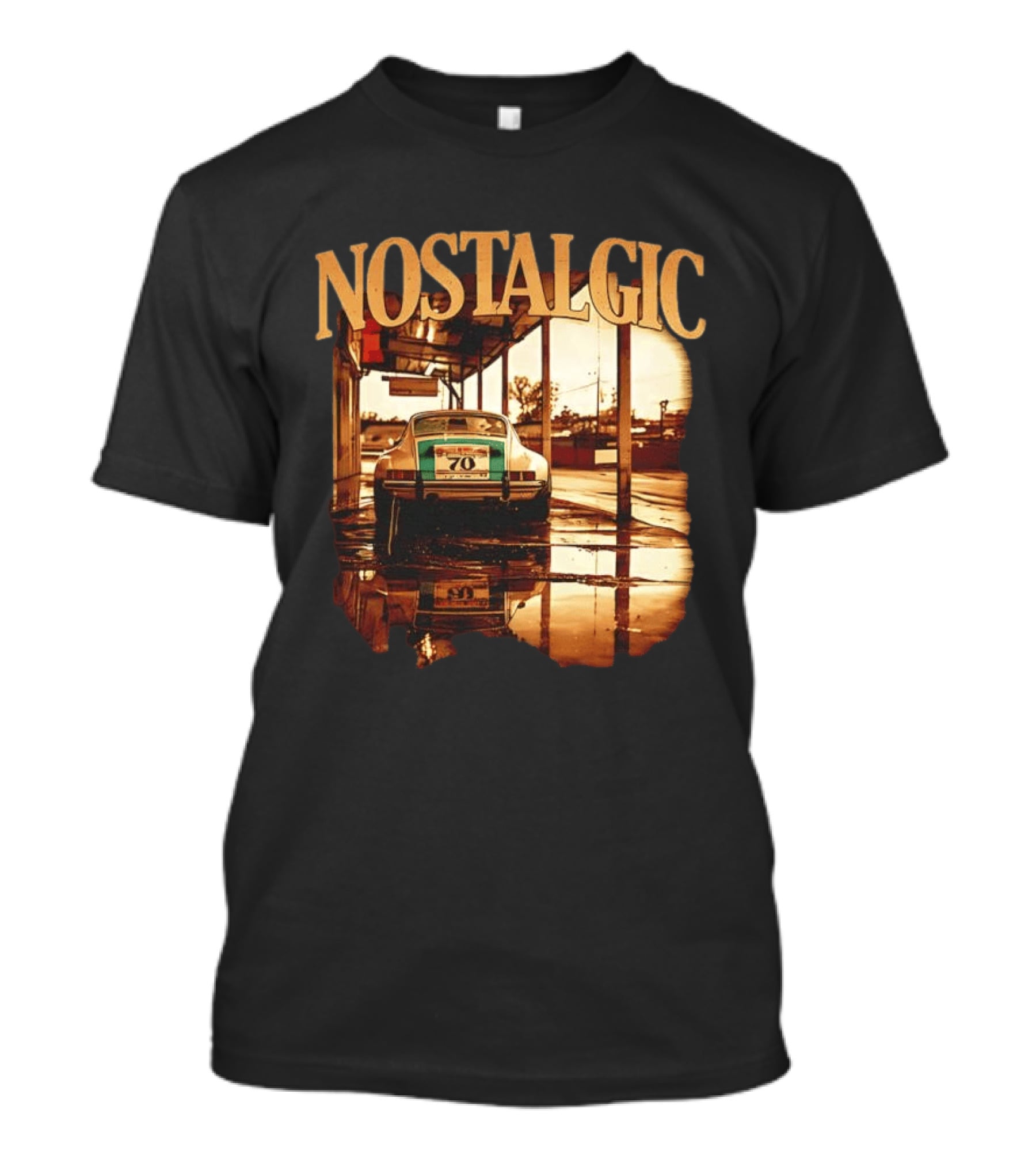 Nostalgic Vintage Car Rear View With Racing Number 70 T-Shirt