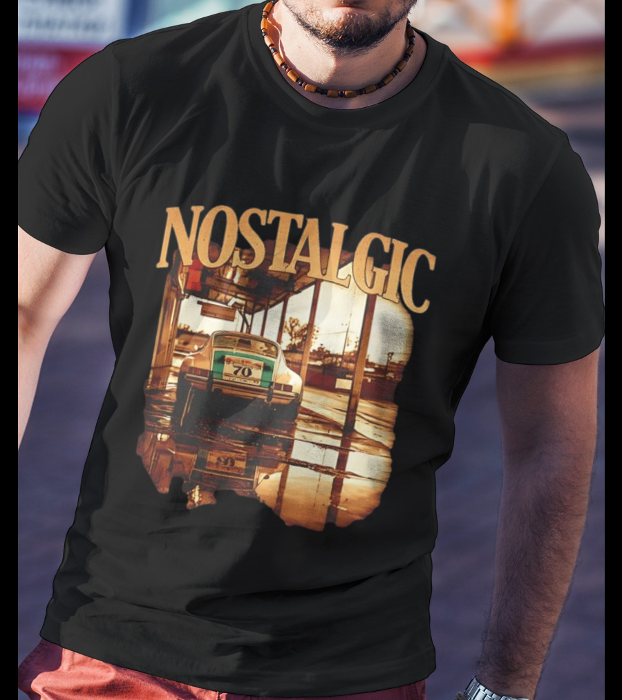 Nostalgic Vintage Car Rear View With Racing Number 70 T-Shirt