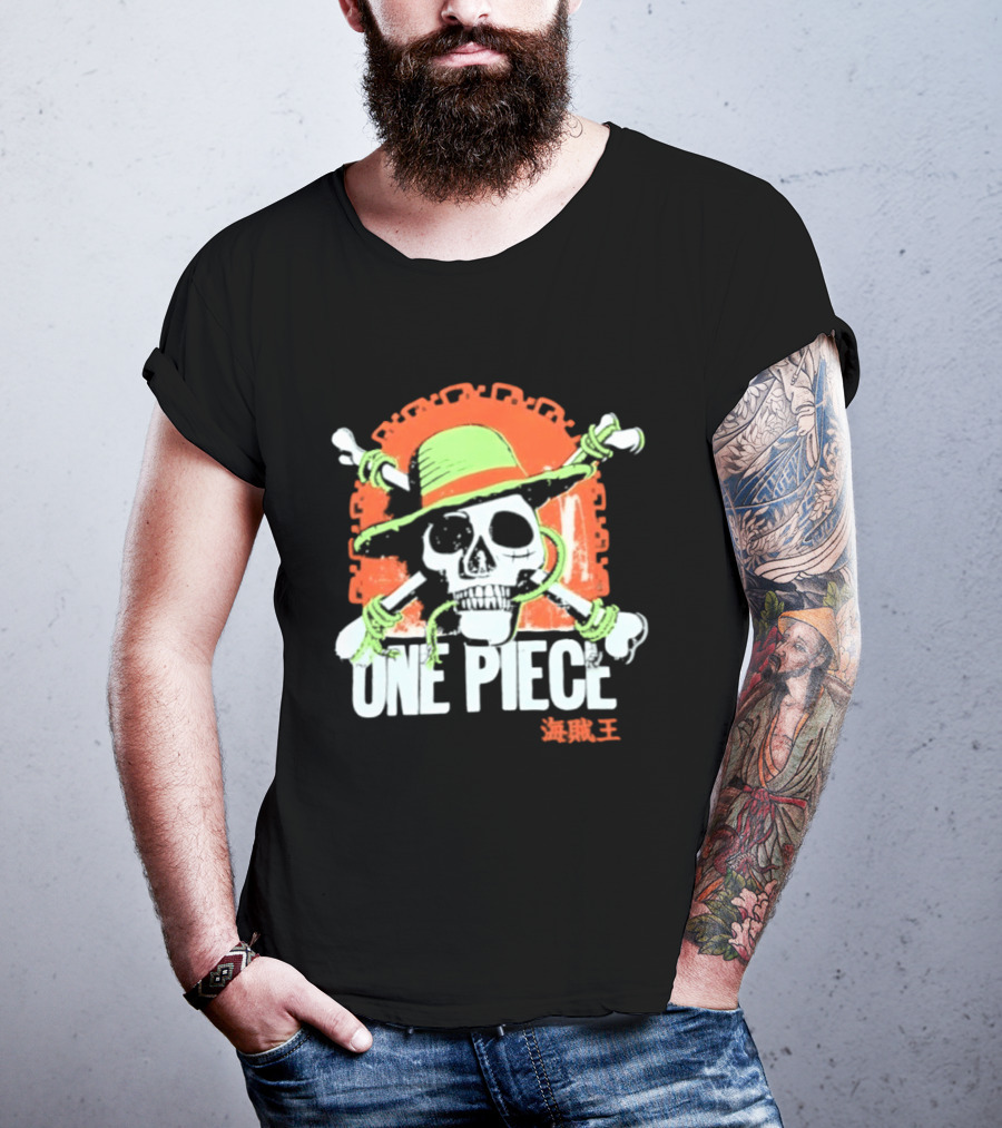 Ripple Junction One Piece Jolly Roger Skull With Hat T-Shirt
