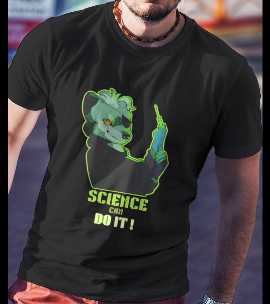 Science Can Do It Cartoon Panda With Test Tube T-Shirt