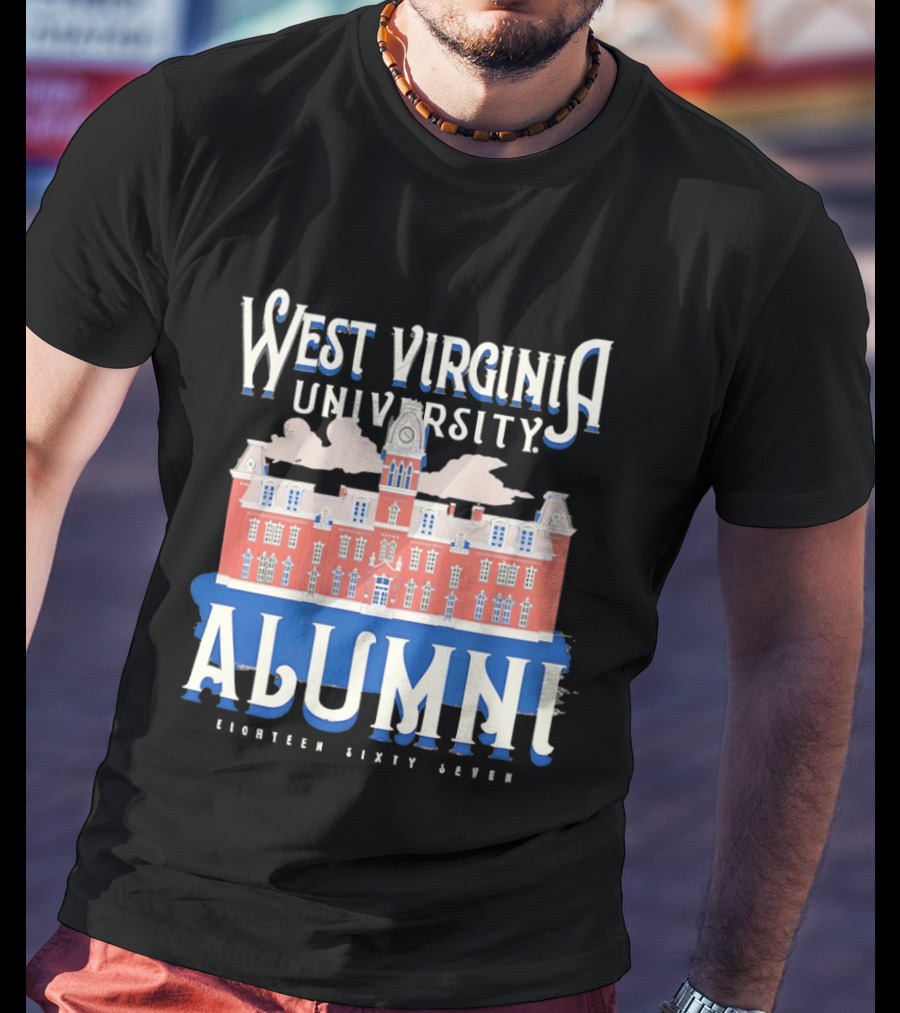 West Virginia University Alumni Eighteen Sixty Seven College Campus Building T-Shirt