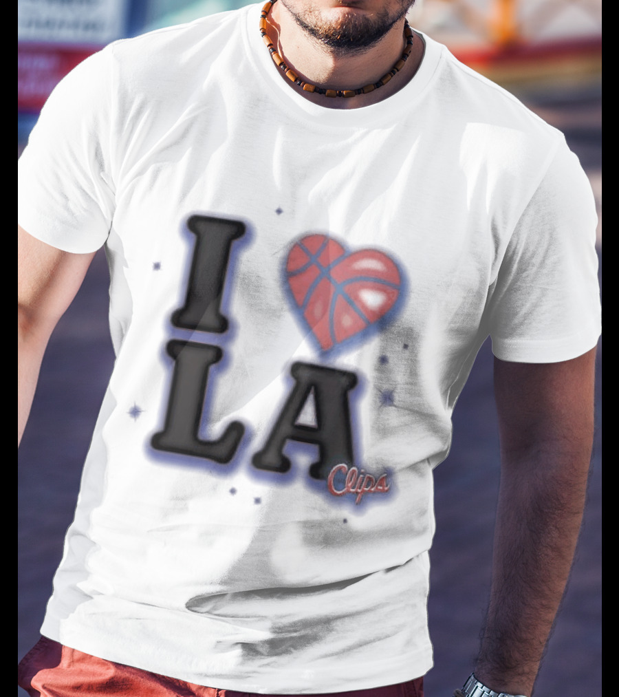 I Love LA Los Angeles Clippers Basketball Heart Logo Clips T-Shirt