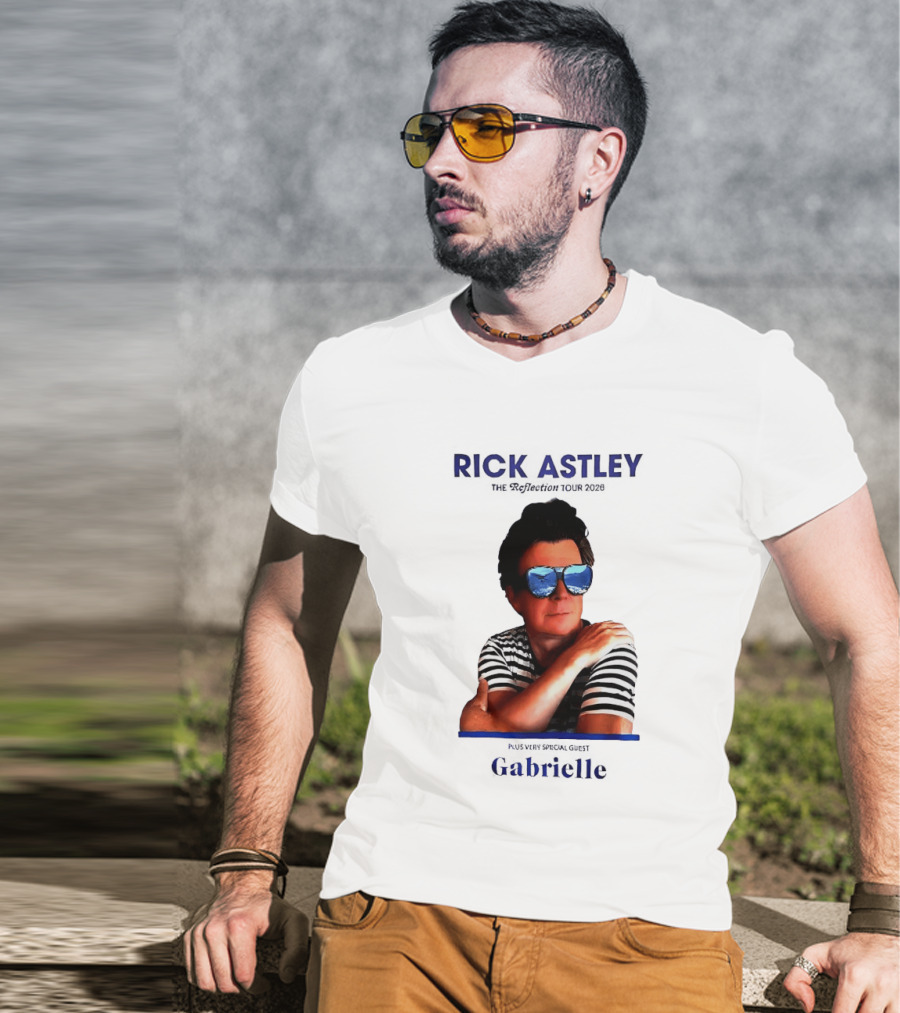 Rick Astley Tour 2026 Reflection Cool Shades Stripes T-Shirt