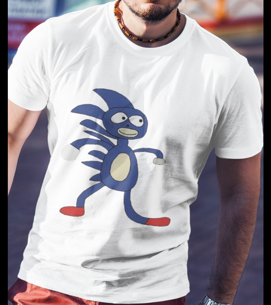 Sanic Meme Blue Hedgehog Parody Drawing T-Shirt