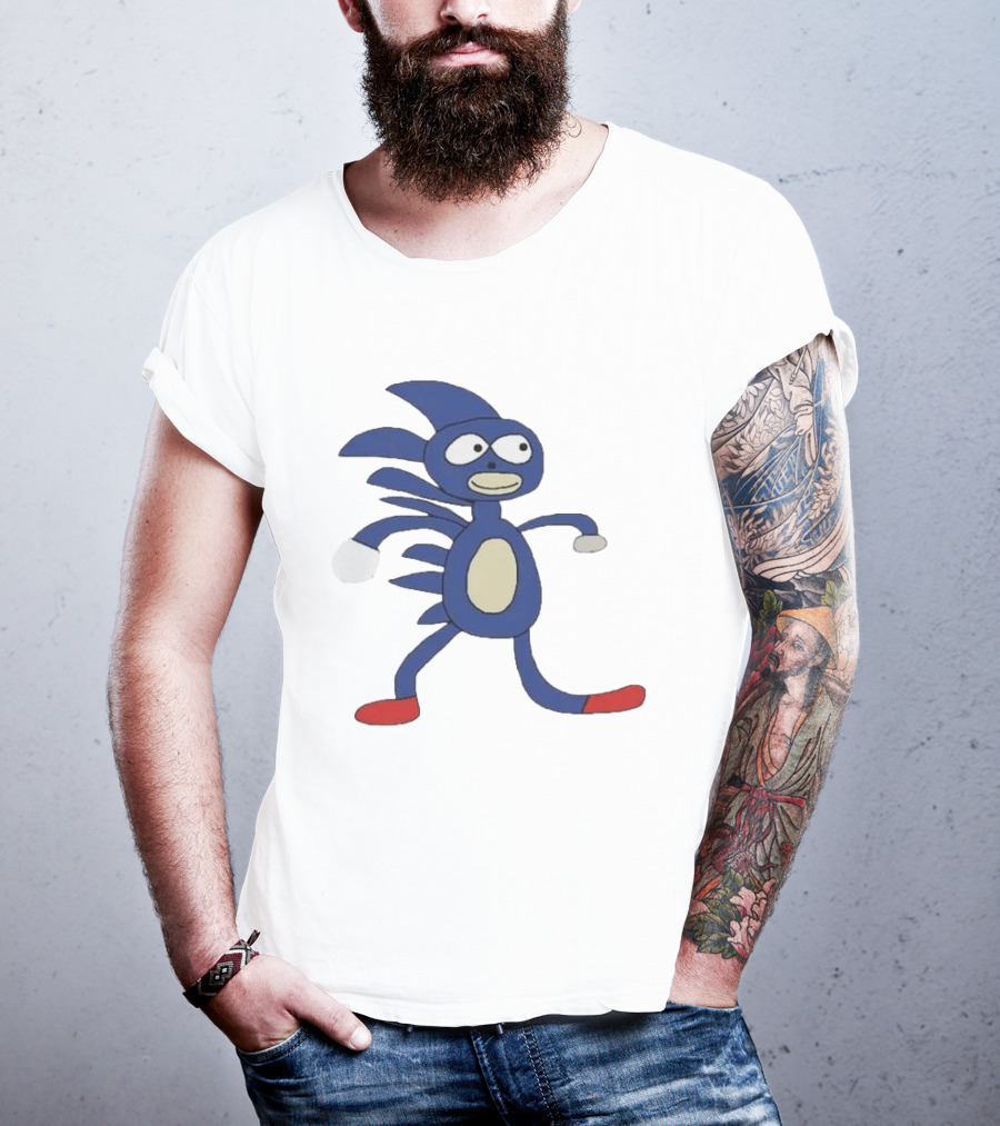 Sanic Meme Blue Hedgehog Parody Drawing T-Shirt
