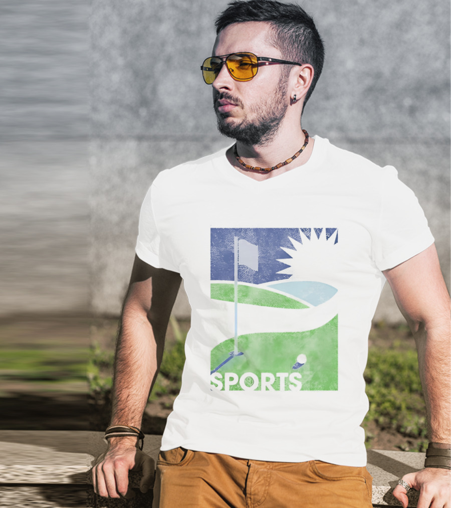 Golf Course Scenery Sports Landscape Sun Flag Ball T-Shirt