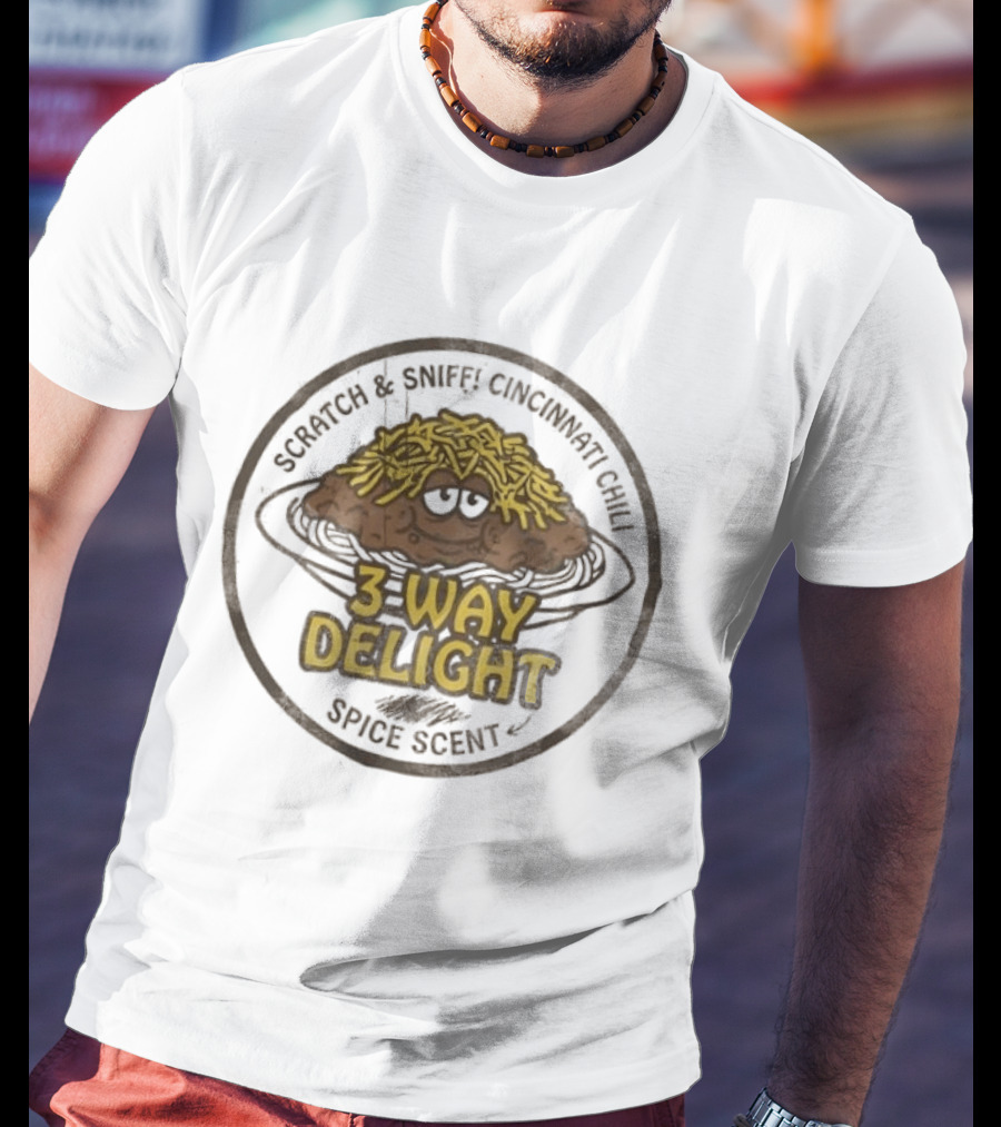 Scratch And Sniff Cincinnati Chili 3 Way Delight Spice Scent T-Shirt