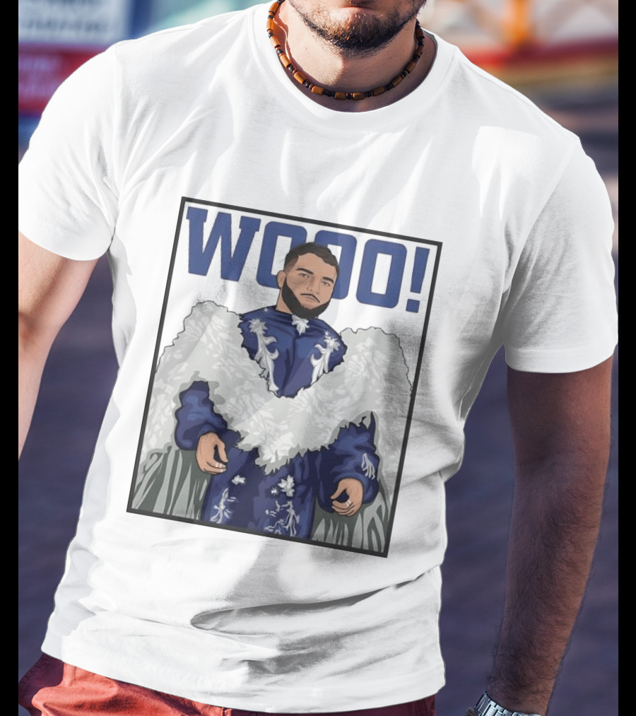Wooo Skatt Flair New York Giants Iconic Blue Robe T-Shirt
