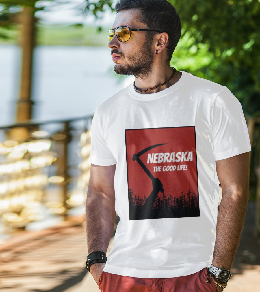 Nebraska The Good Life Hand With Sickle And Crop T-Shirt