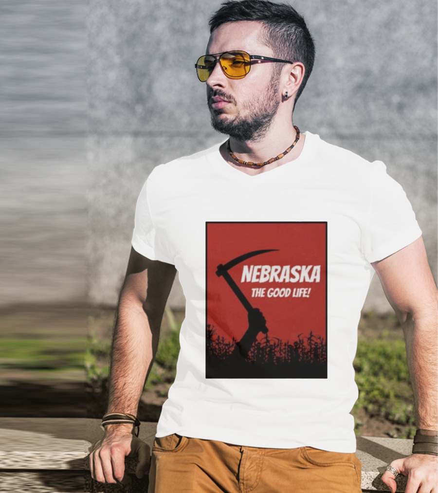 Nebraska The Good Life Hand With Sickle And Crop T-Shirt