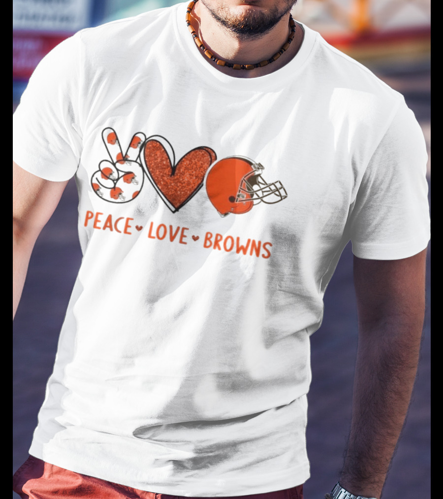 Peace Love Cleveland Browns Football Helmet Fan T-Shirt