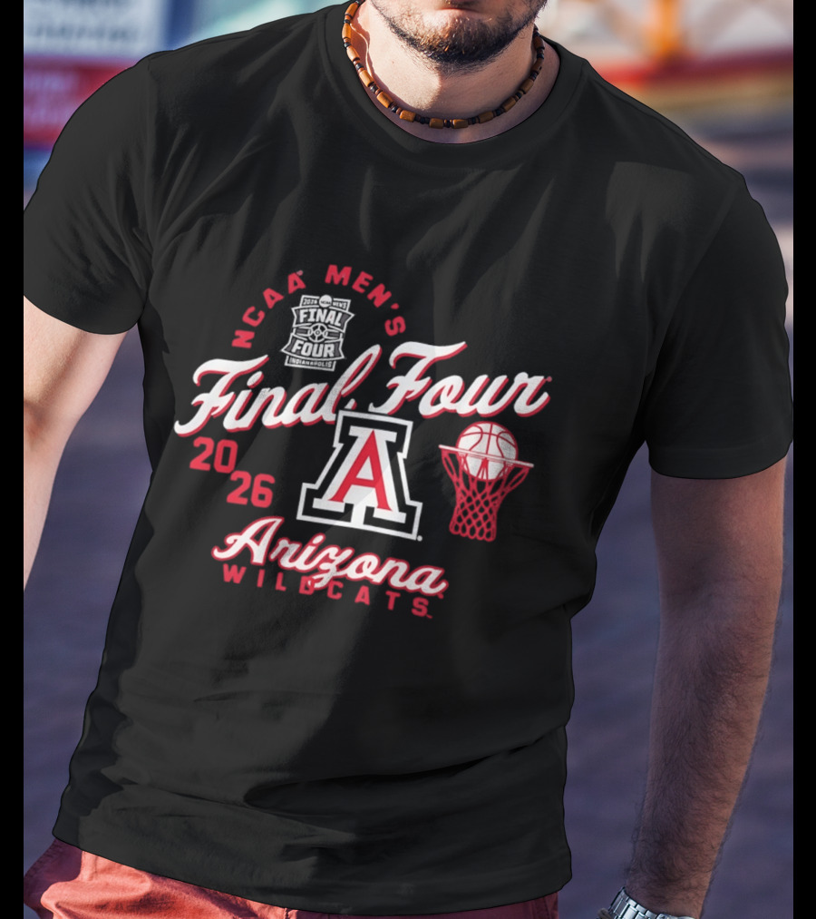 2026 NCAA Men's Final Four Arizona Wildcats Basketball A Logo Basketball Hoop T-Shirt
