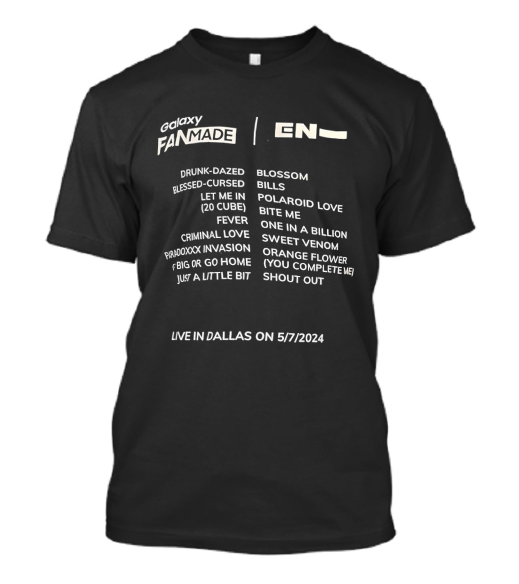 Galaxy Fanmade EN Live Dallas 2024 ENHYPEN Songs T-Shirt