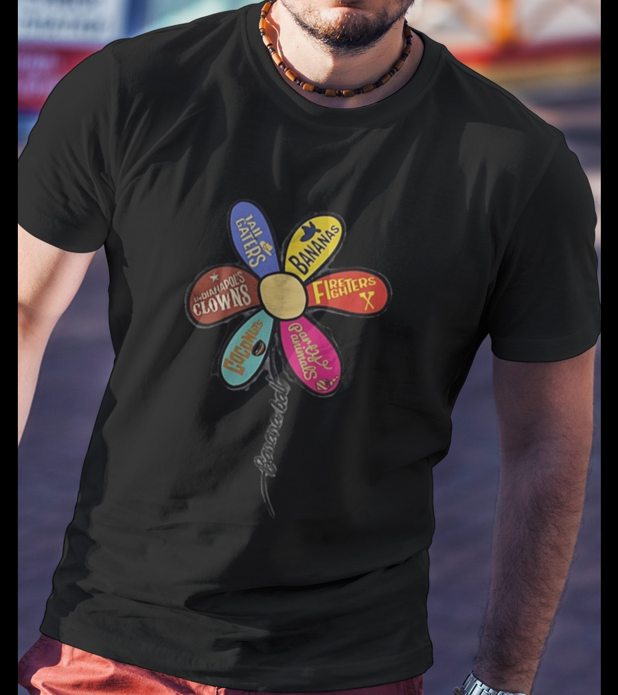 Bananas Tail Gaters Indianapolis Clowns Fire Fighters Goblins Party Animals Daisy Floral T-Shirt