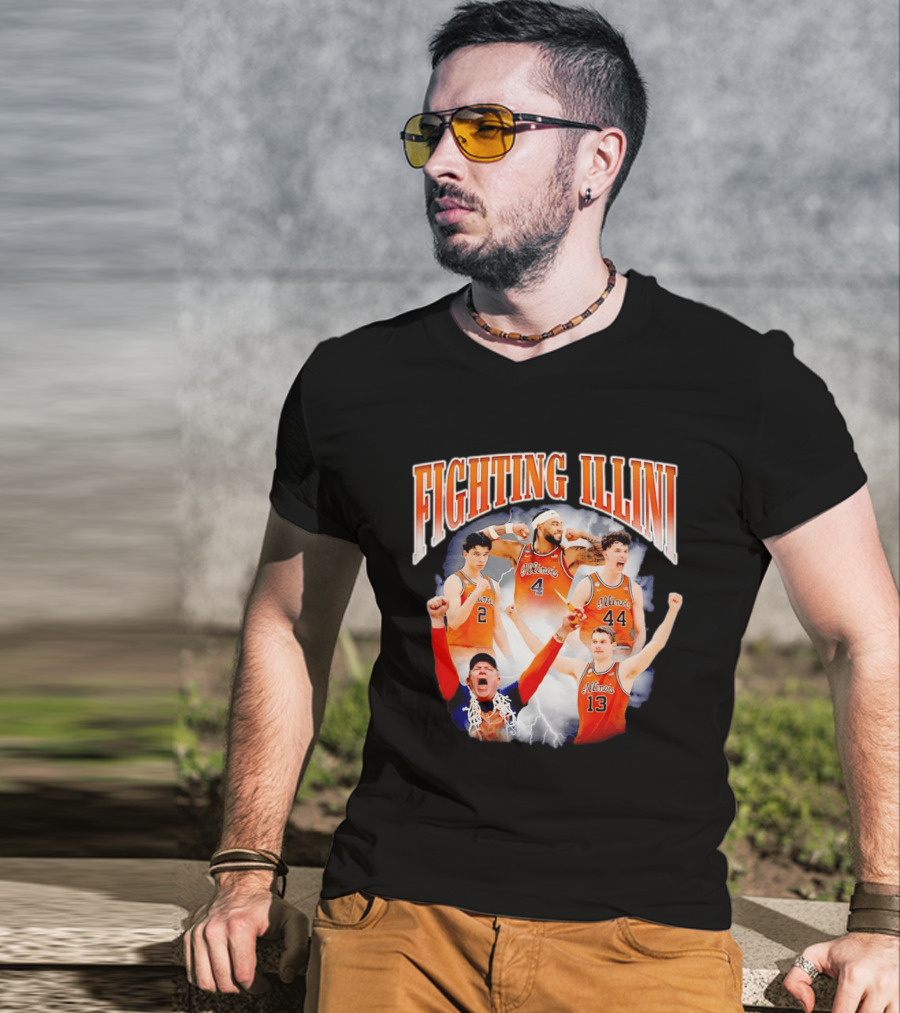 Fighting Illini Brad Underwood Illinois Basketball Team Players T-Shirt