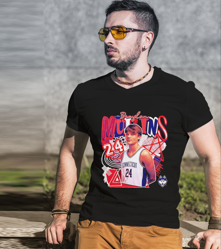 Braylon Mullins Connecticut Basketball 24 NCAA Collage Comfort T-Shirt