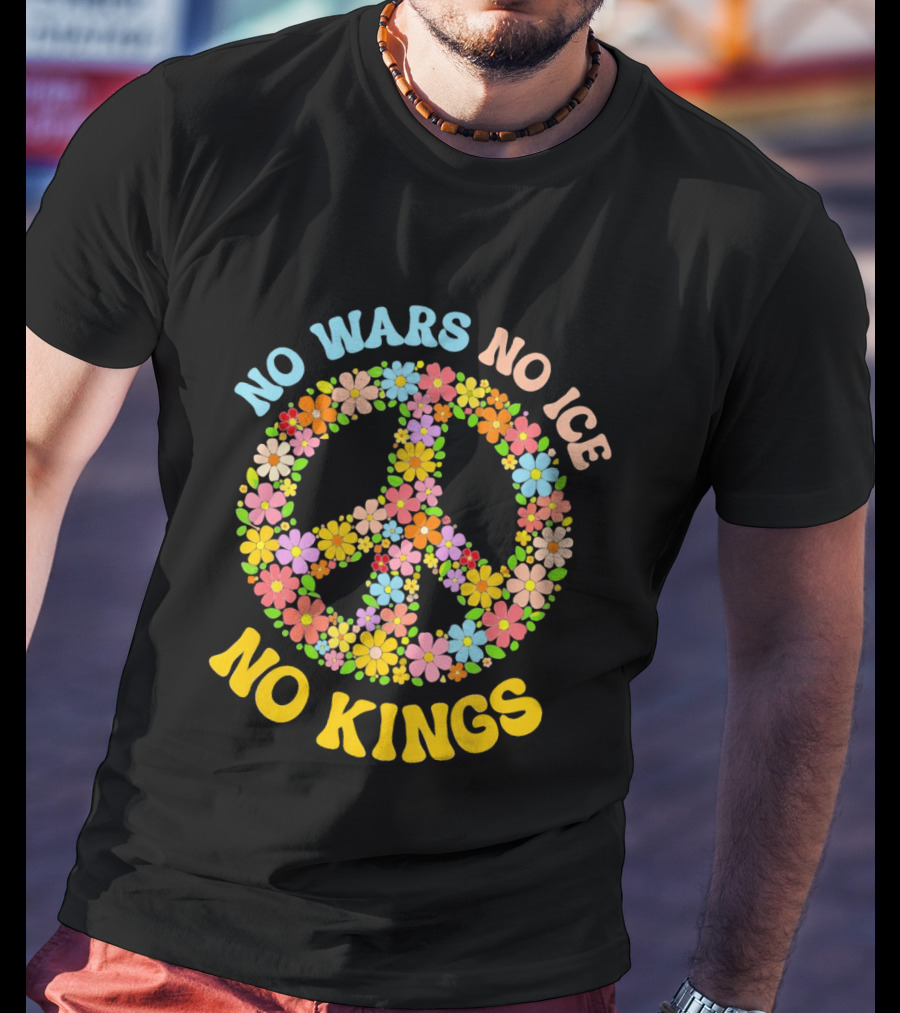No Wars No Ice No Kings Peace Floral Motif T-Shirt