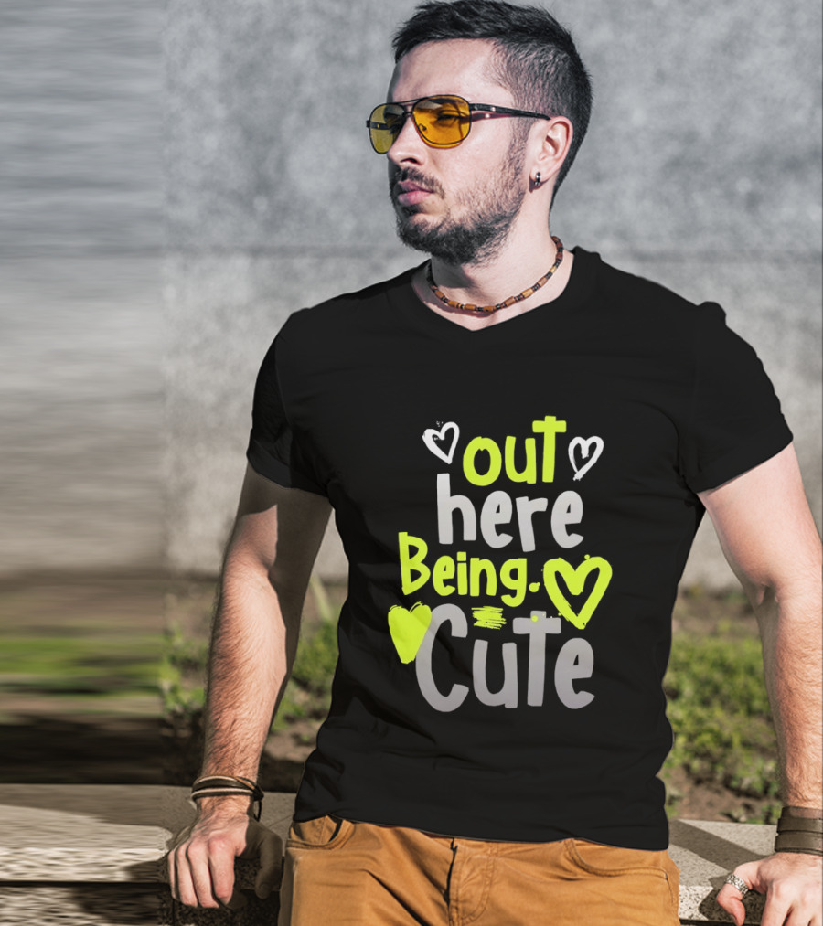 Out Here Being Cute With Heart And Love Illustrations T-Shirt