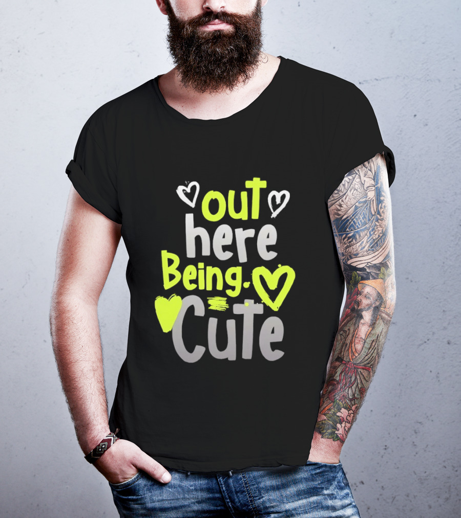 Out Here Being Cute With Heart And Love Illustrations T-Shirt