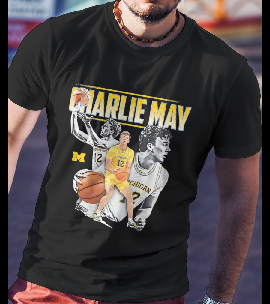 Charlie May Michigan Basketball NCAA Number 12 Collage T-Shirt