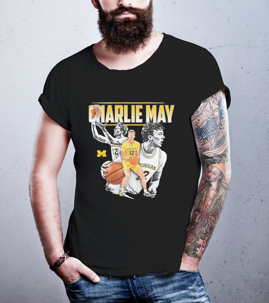 Charlie May Michigan Basketball NCAA Number 12 Collage T-Shirt
