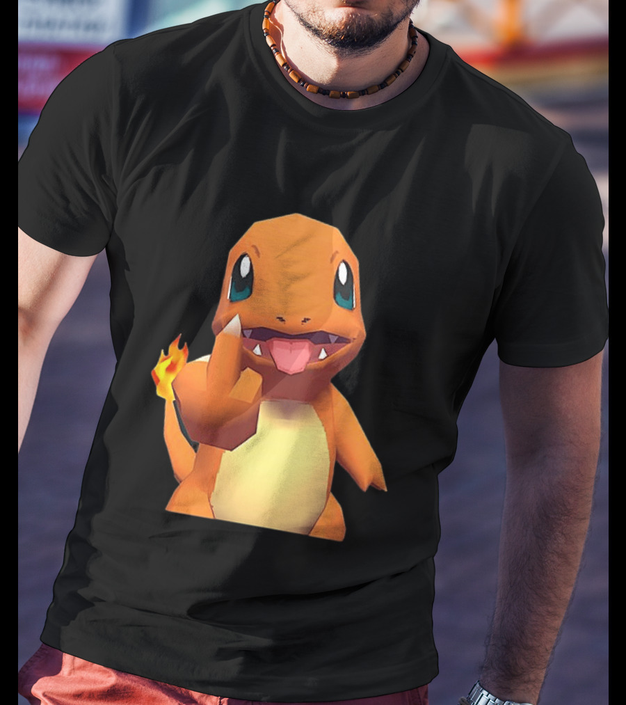 Charmander Pokémon Middle Finger Gesture With Flame Tail T-Shirt
