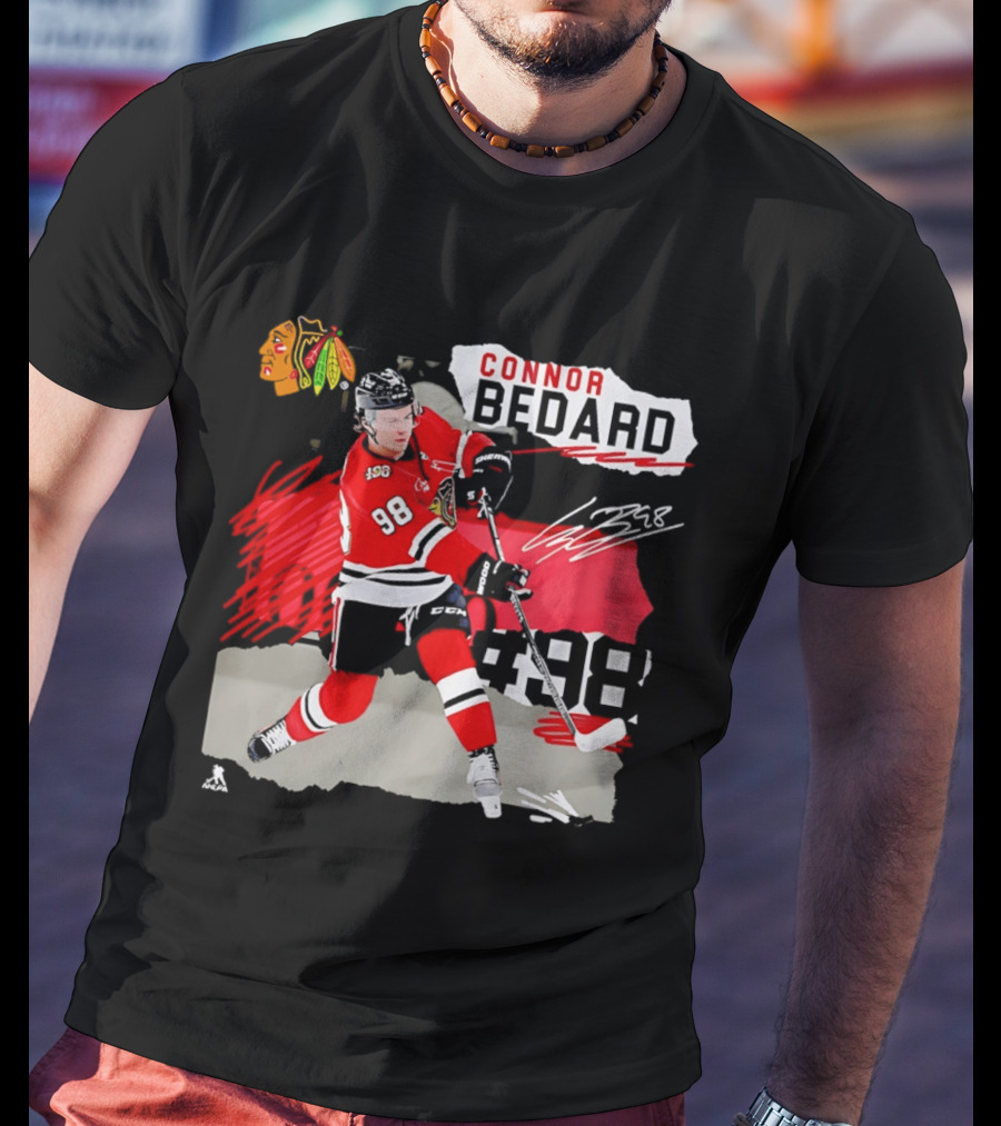 Chicago Blackhawks Connor Bedard 98 Fresh Ice Hockey Dynamic T-Shirt