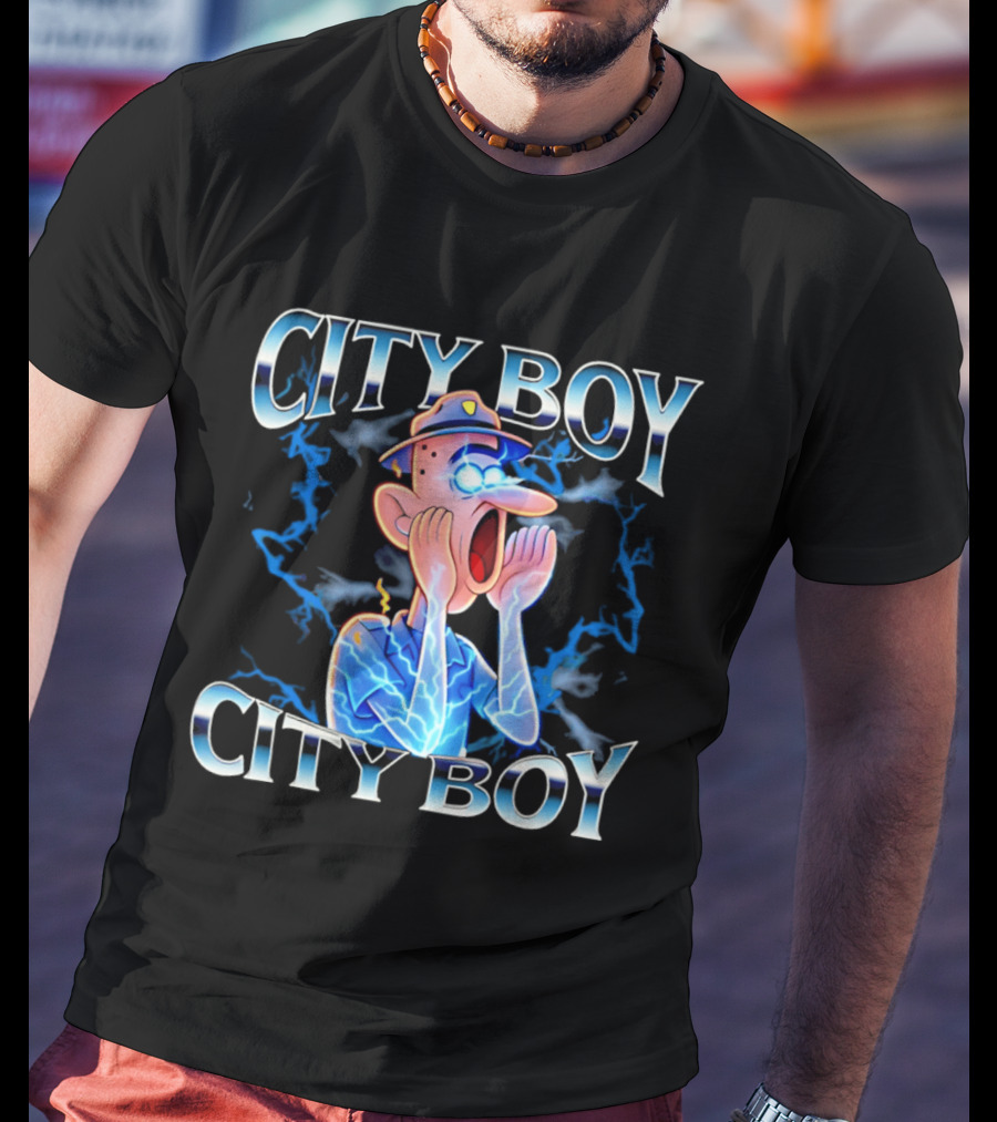 City Boy Brainrot Meme Reaction Cartoon Loud Expression T-Shirt
