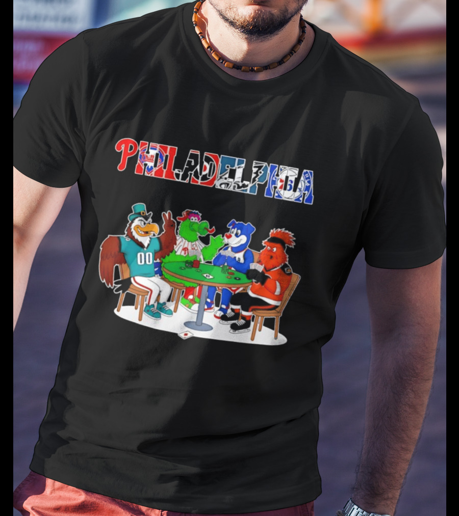 Philadelphia Mascots Playing Poker Cards T-Shirt