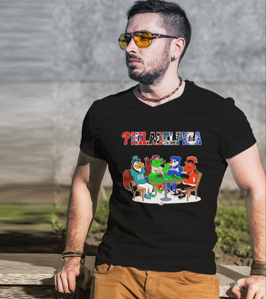 Philadelphia Mascots Playing Poker Cards T-Shirt