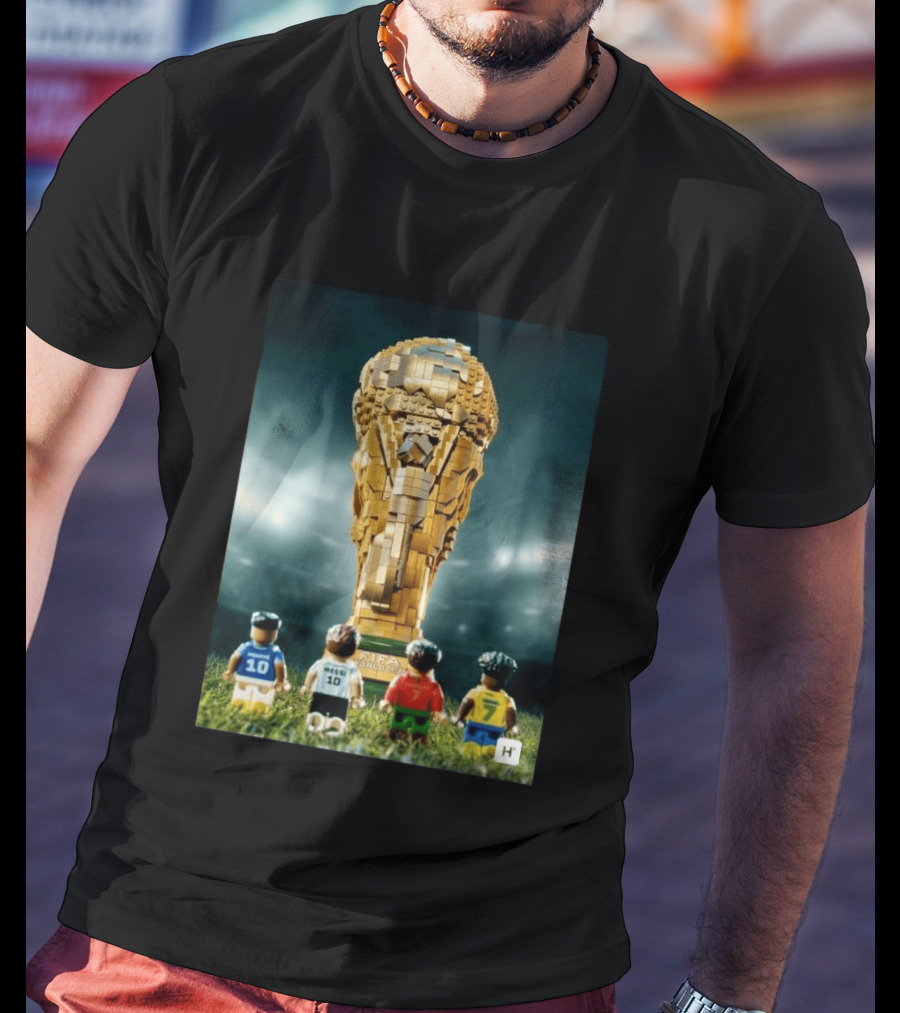 LEGO Football Legends FIFA World Cup 2026 Trophy Lionel Messi Cristiano Ronaldo Kylian Mbappé Vinicius Junior T-Shirt