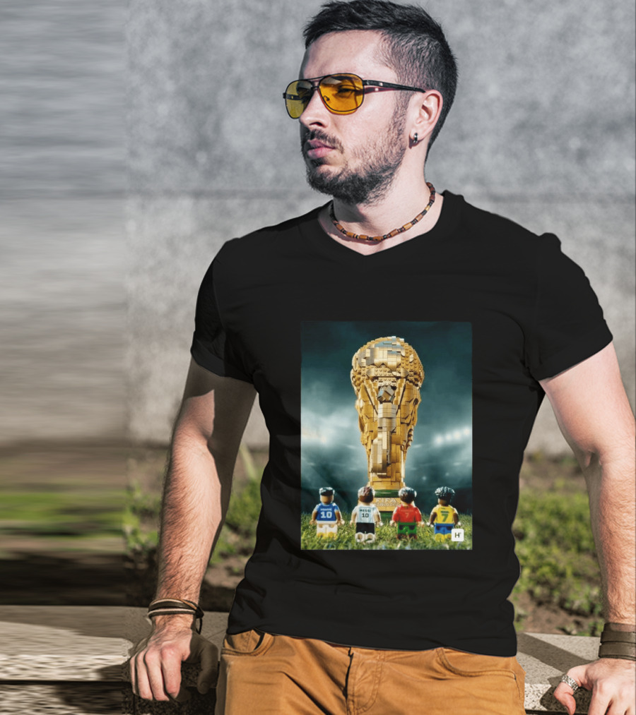 LEGO Football Legends FIFA World Cup 2026 Trophy Lionel Messi Cristiano Ronaldo Kylian Mbappé Vinicius Junior T-Shirt