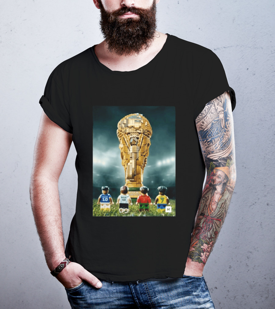 LEGO Football Legends FIFA World Cup 2026 Trophy Lionel Messi Cristiano Ronaldo Kylian Mbappé Vinicius Junior T-Shirt