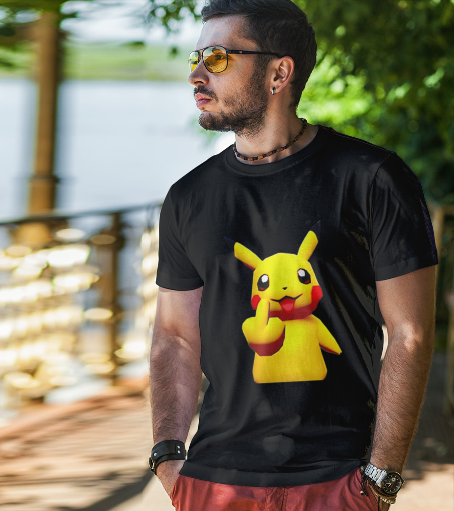 Pikachu Pokémon Middle Finger Gesture T-Shirt