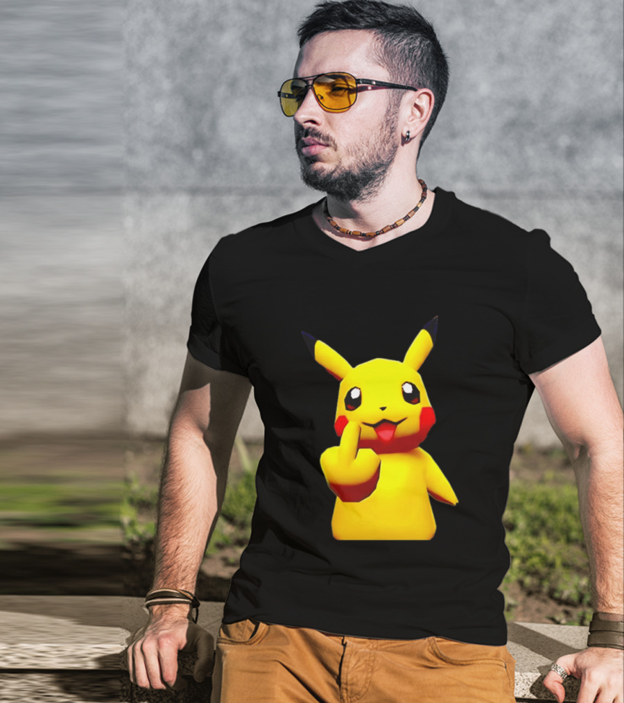 Pikachu Pokémon Middle Finger Gesture T-Shirt