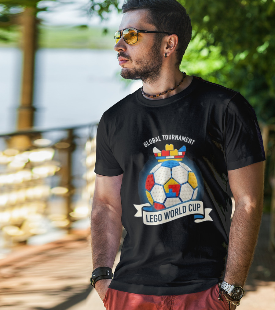 Global Tournament Lego World Cup Soccer Ball Block Crown T-Shirt