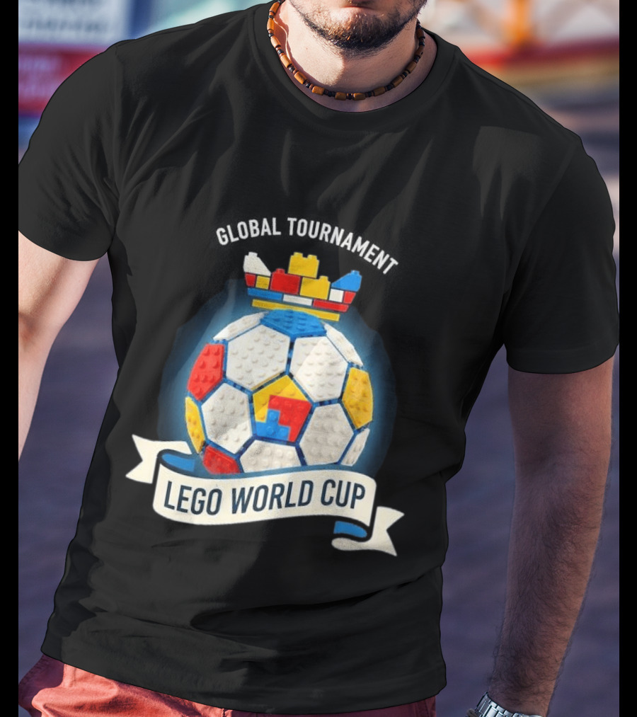 Global Tournament Lego World Cup Soccer Ball Block Crown T-Shirt