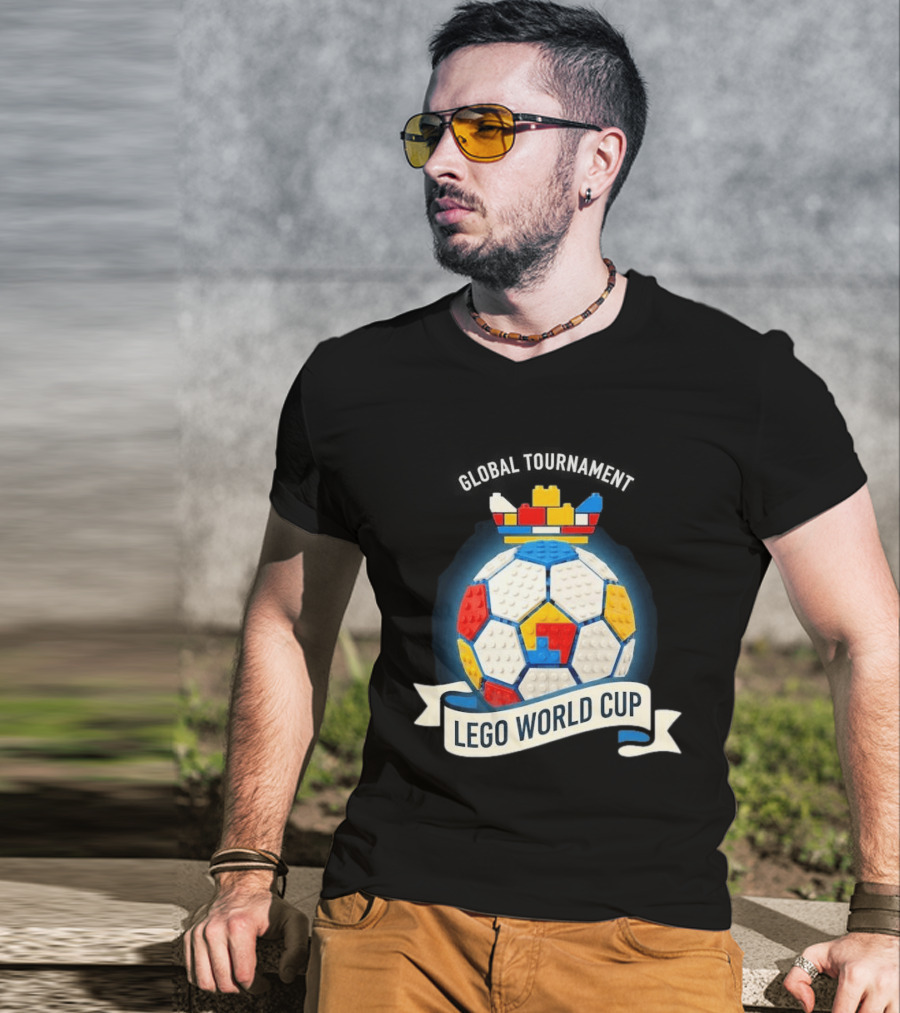 Global Tournament Lego World Cup Soccer Ball Block Crown T-Shirt
