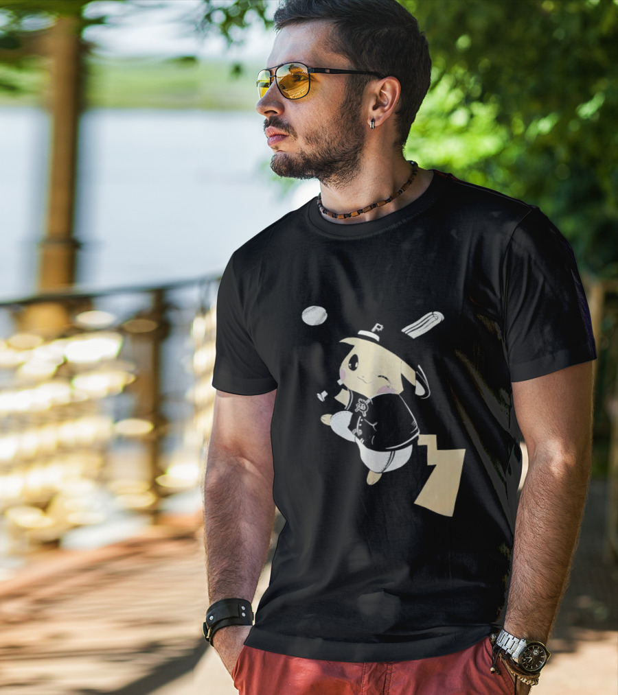 Pokemon Pittsburgh Pirates Baseball Collaboration Pikachu Pitching T-Shirt
