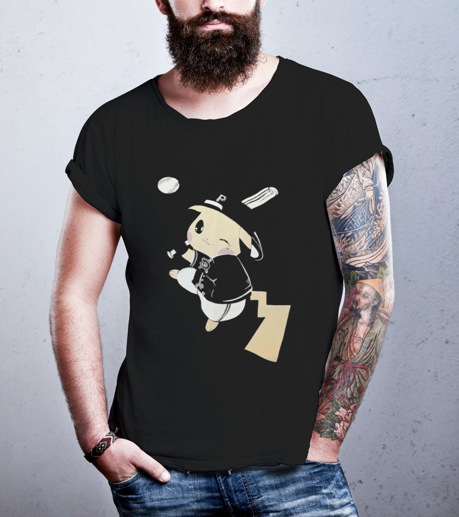 Pokemon Pittsburgh Pirates Baseball Collaboration Pikachu Pitching T-Shirt