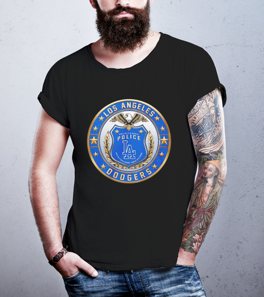 Los Angeles Dodgers Police Badge Protect And Serve With Pride Eagle T-Shirt