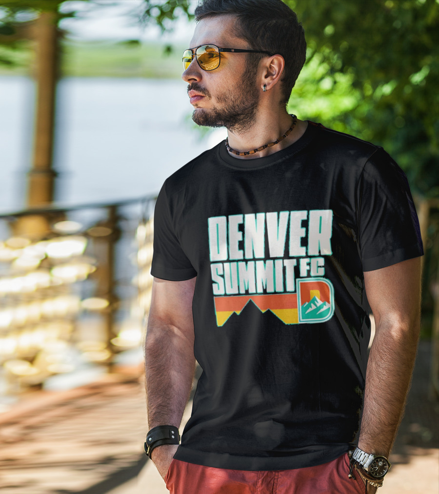 Denver Summit FC Mountains D Emblem Olive Wordmark T-Shirt