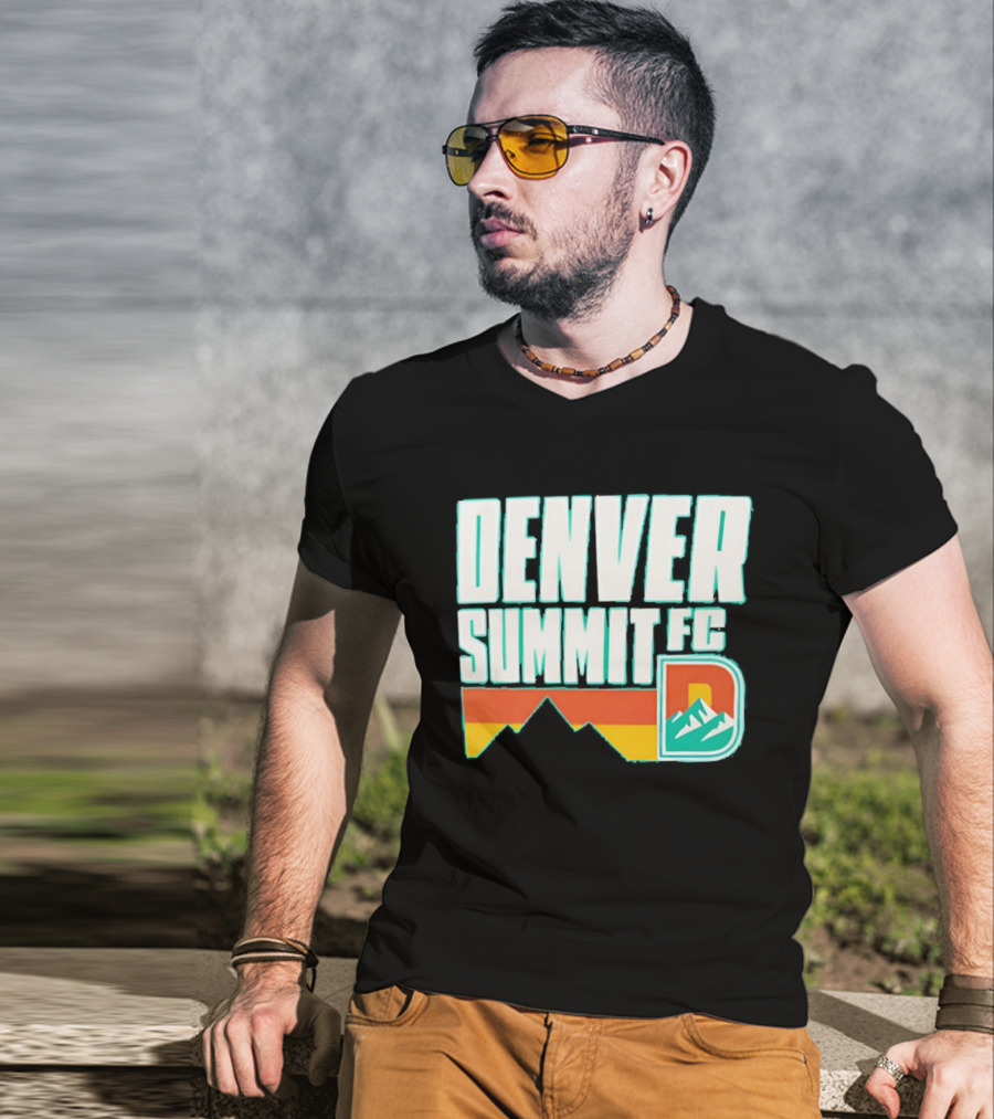 Denver Summit FC Mountains D Emblem Olive Wordmark T-Shirt