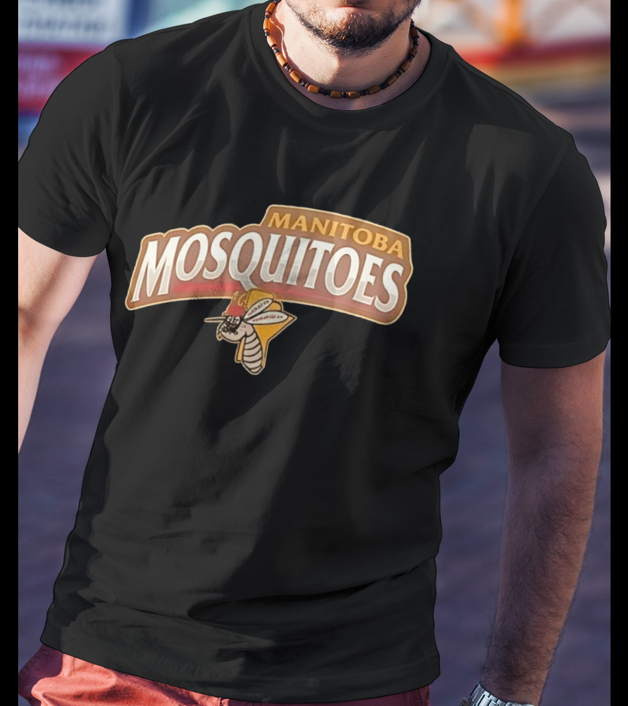 Manitoba Mosquitoes Cartoon Insect With Helmet T-Shirt
